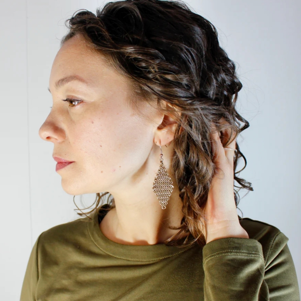 The Linked Silver 925 Triangle Earrings 36$